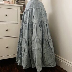 NWT Ralph Lauren Denim Look Tiered Cotton Maxi Skirt
